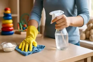 Pulisci le superfici della stanza dei bambini con acqua e bicarbonato: in quale sequenza agiscono meglio