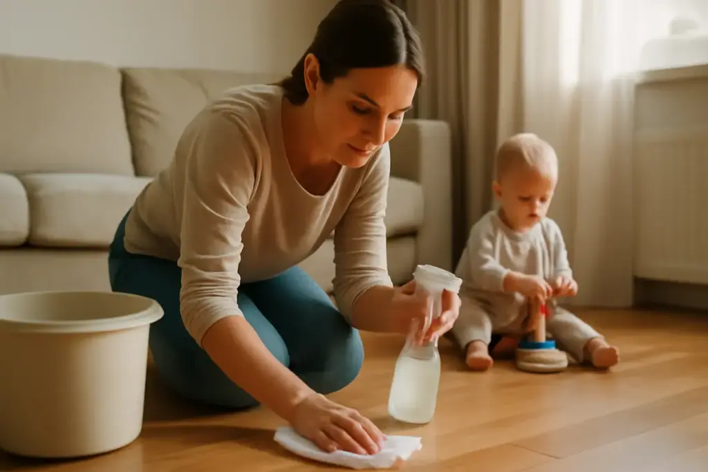 Come igienizzare pavimenti in legno senza prodotti tossici: il metodo che protegge sia i bimbi che i materiali