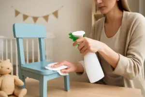 Come ridurre la carica batterica sui mobili dei piccoli senza alcool: il sistema che non secca i materiali e rispetta la pelle