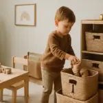 Come si crea uno spazio giochi naturale e ordinato? L’idea che facilita la pulizia e aiuta il tuo bambino a collaborare