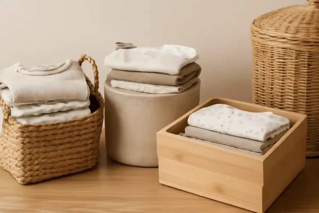 Quali contenitori sono adatti per riporre vestiti di neonati? I materiali naturali che evitano cattivi odori e muffa