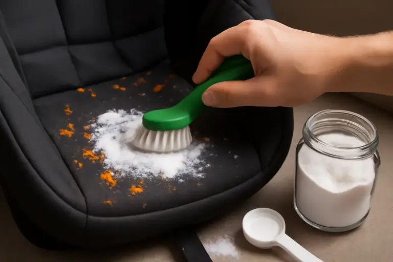 In che modo il bicarbonato rimuove le tracce di cibo incrostate dal seggiolino auto? Test pratico e facile da seguire