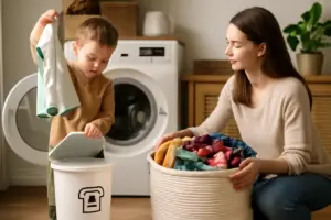 Gestione dei vestiti sporchi dei bambini in modo naturale: l’abitudine salva-ordine che facilita il bucato