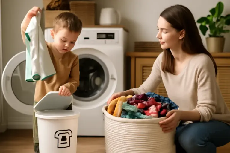 Gestione dei vestiti sporchi dei bambini in modo naturale: l’abitudine salva-ordine che facilita il bucato