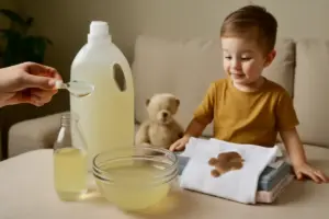 Come evitare che i detersivi fai-da-te lascino macchie sui tessuti vicini ai bambini: le proporzioni ideali che assicurano pulizia senza tracce